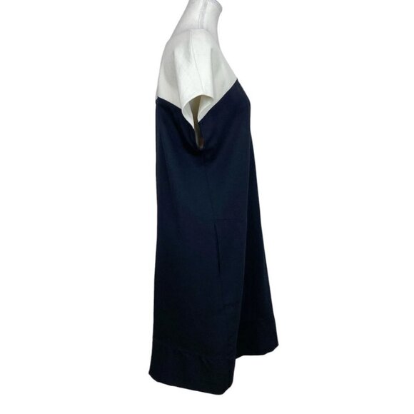 VINCE. IVORY WHITE BLACK COLORBLOCK SLEEVELESS SHIFT DRESS - S - Picture 2 of 9